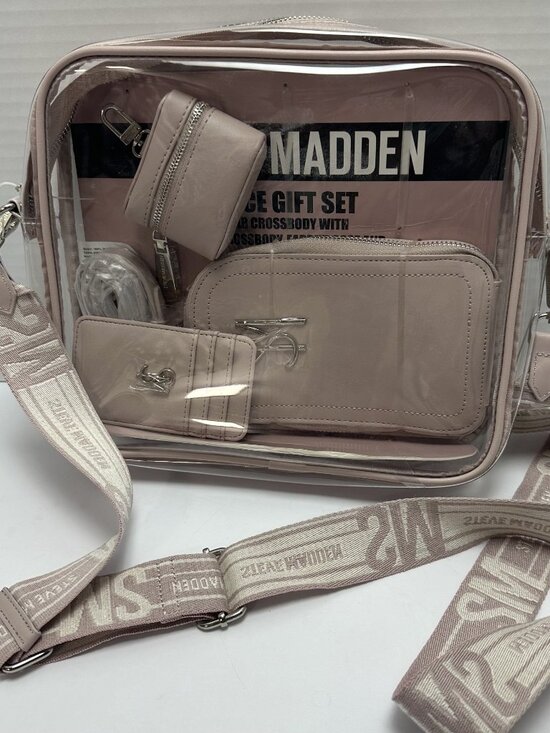 Steve Madden Pink Clay 4 Piece Gift Set Clear Crossbody Bag - Picture 1 of 11